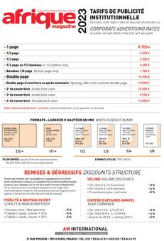 Tarifs de publicité papier Afrique Magazine 